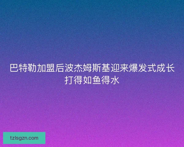 巴特勒加盟后波杰姆斯基迎来爆发式成长打得如鱼得水